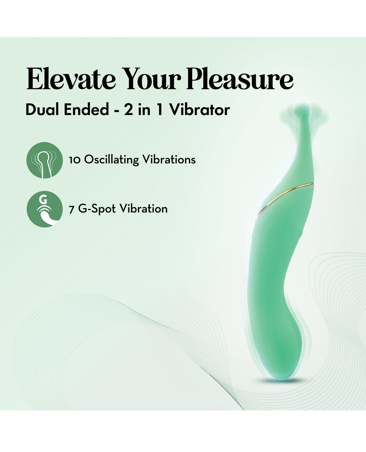Blush Stella 7 Inch Dual-Ended Clitoral G-Spot Vibrating Wand With Precision Stimulation - Green