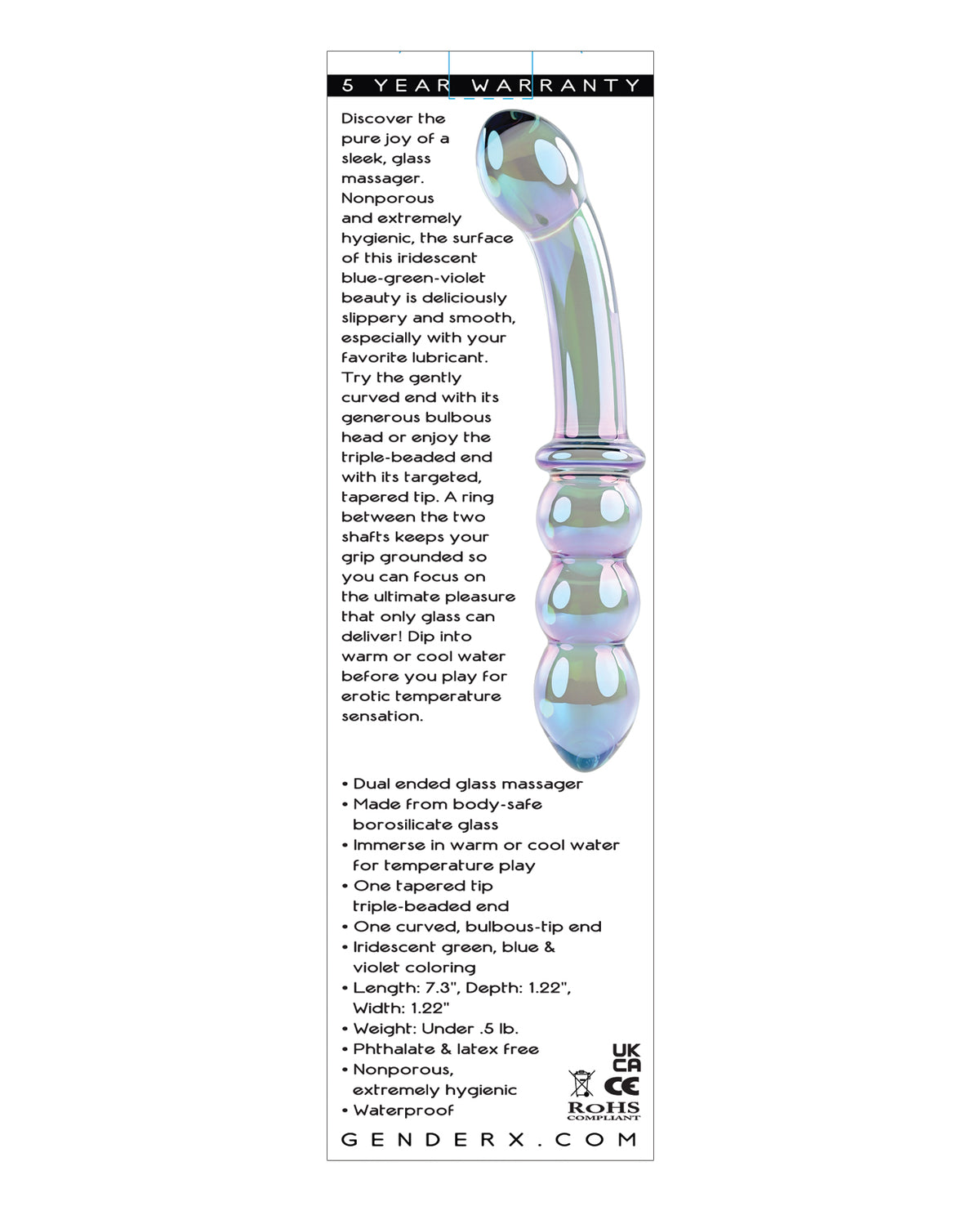 Gender X Lustrous Galaxy Wand Dual Ended Glass Massager - Green
