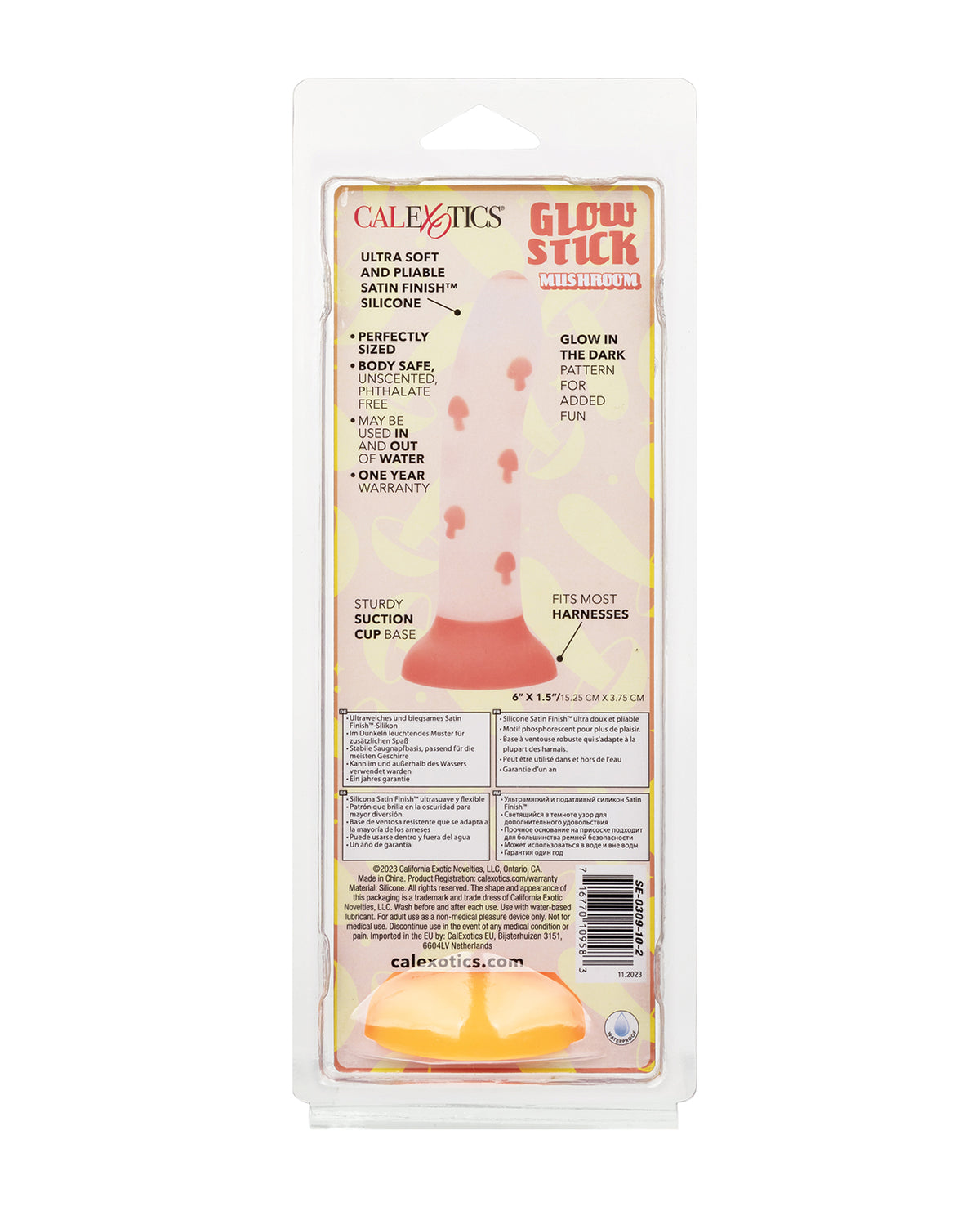 Glow Stick Mushroom Suction Cup Glow-in-the-Dark Dildo - Orange