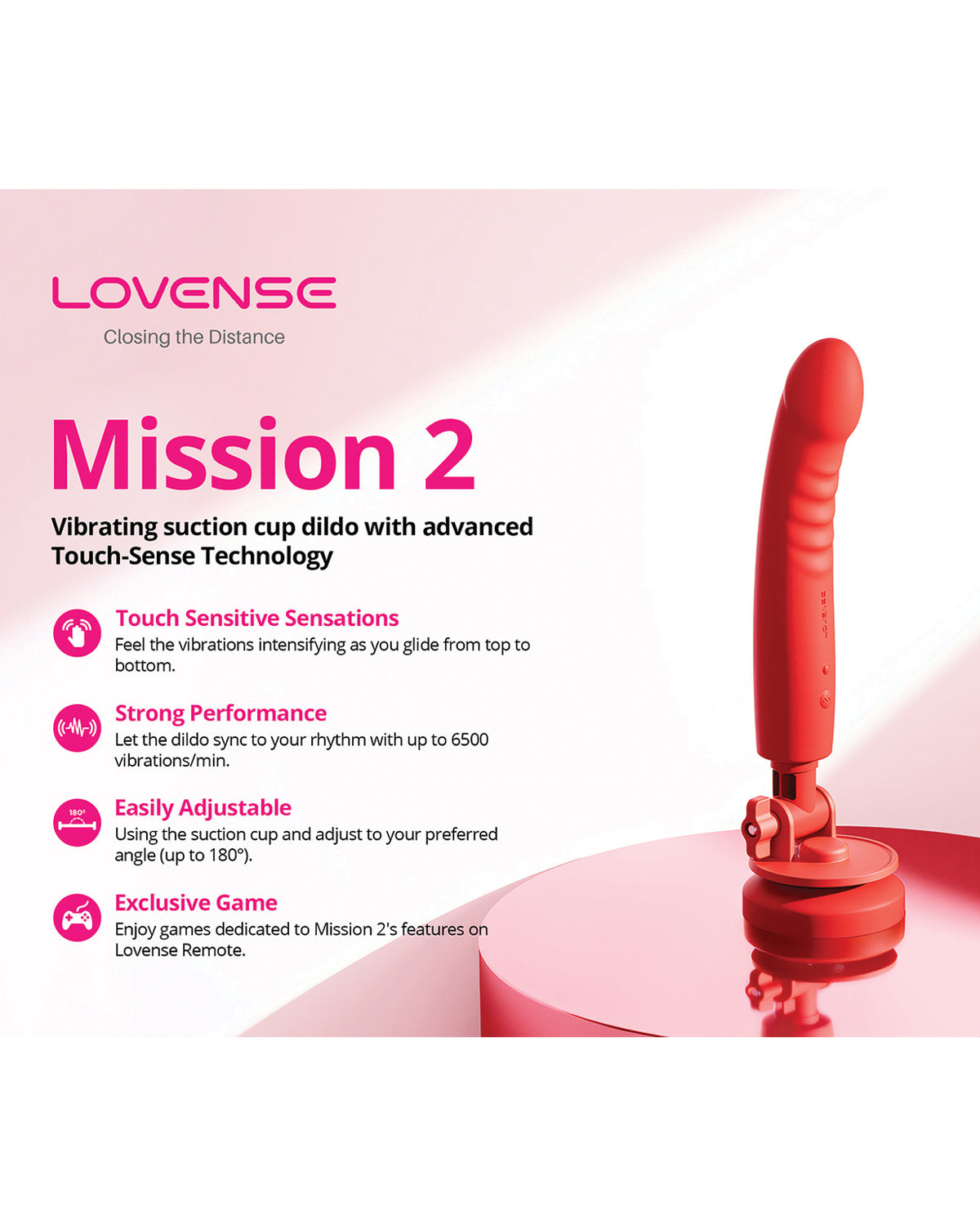 Lovense Mission 2 Touch-Sensitive Tech - Red