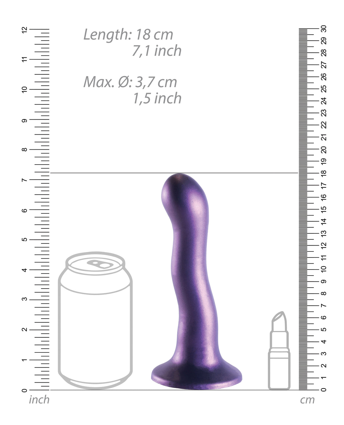 Shots Ouch 7" Curvy G-Spot Dildo - Metallic Purple