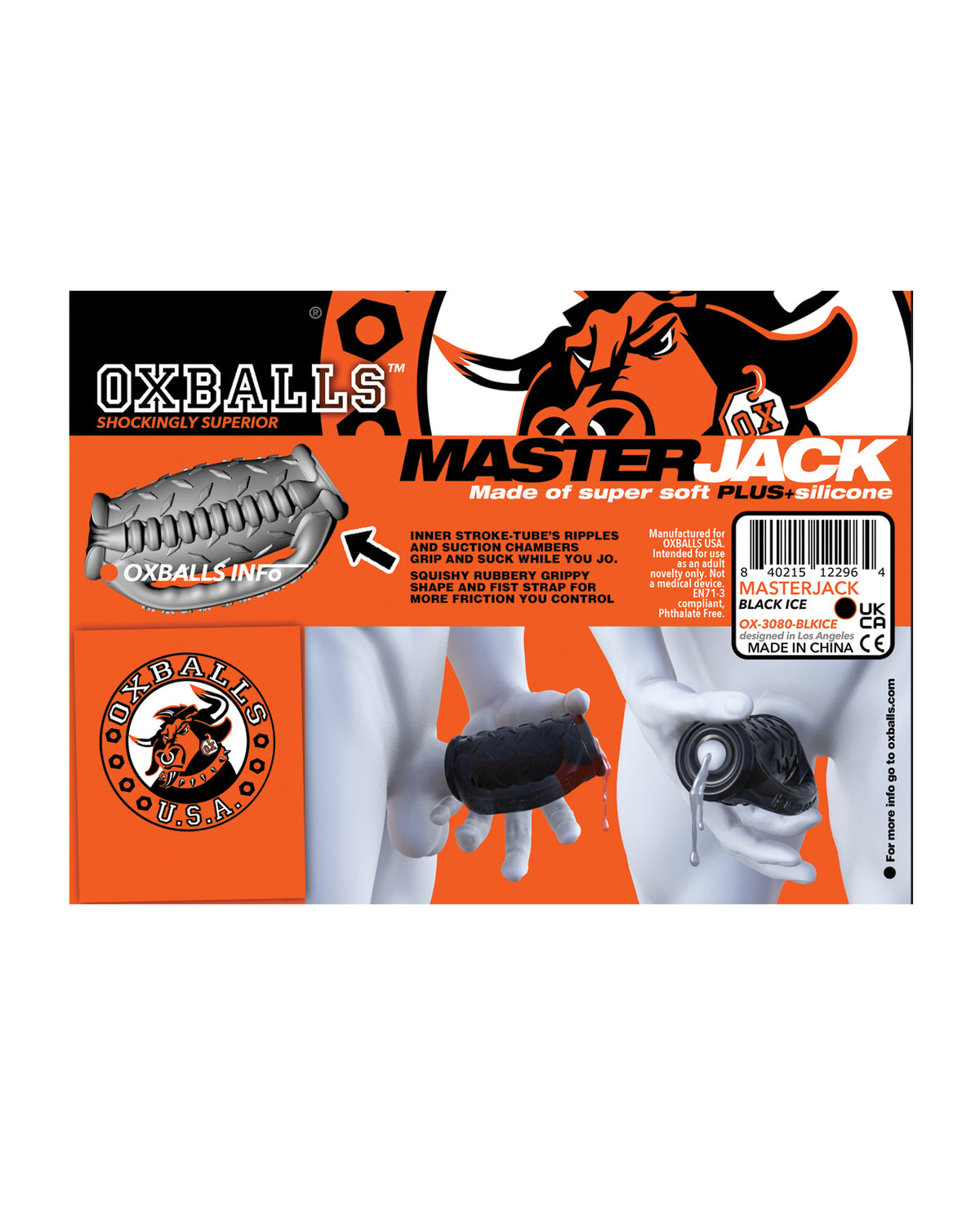 Oxballs MasterJack Double Penetration Stroker - Jo Clear Ice