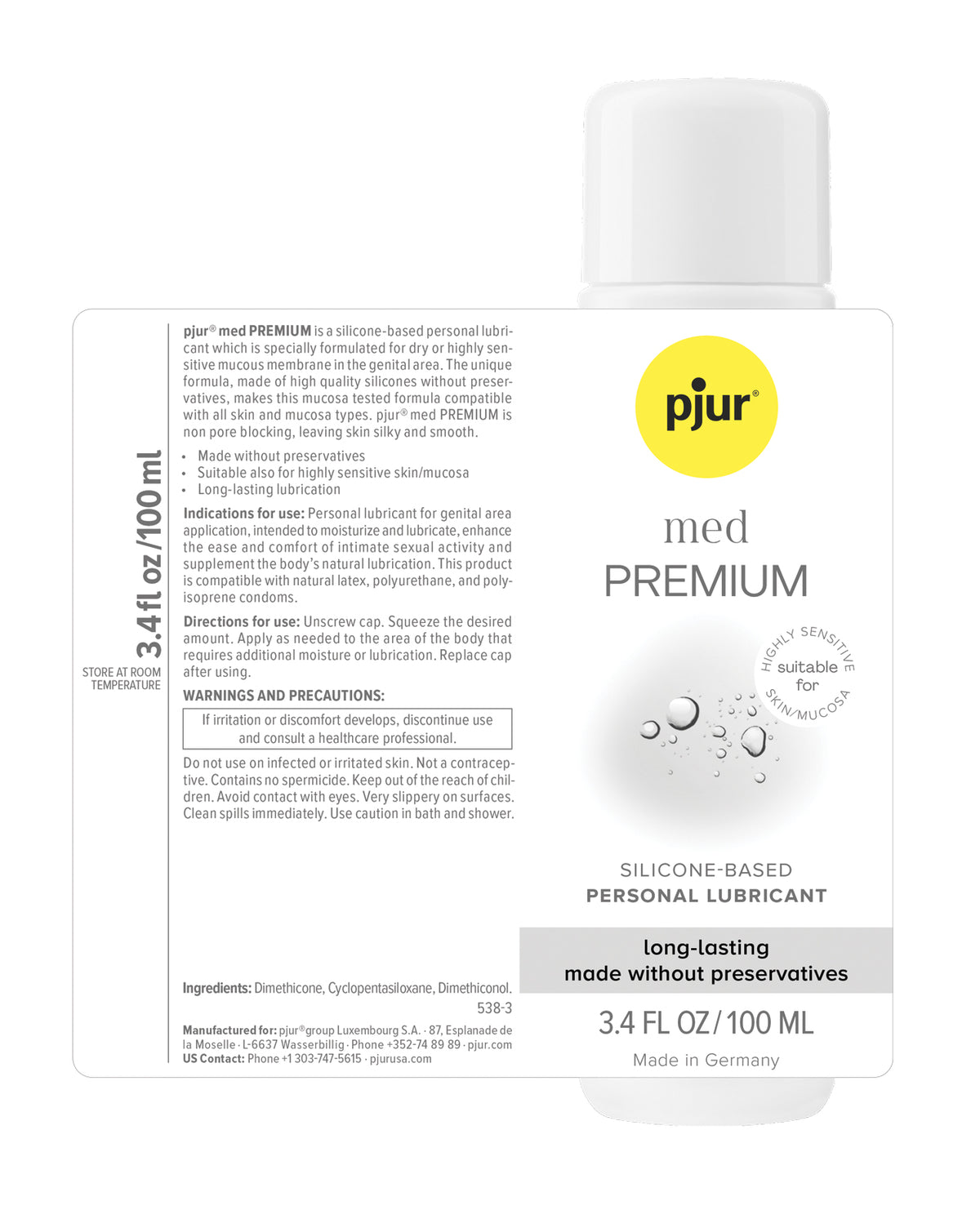 Pjur Med Premium Glide Concentrated Silicone Personal Lubricant - 100 ml Bottle