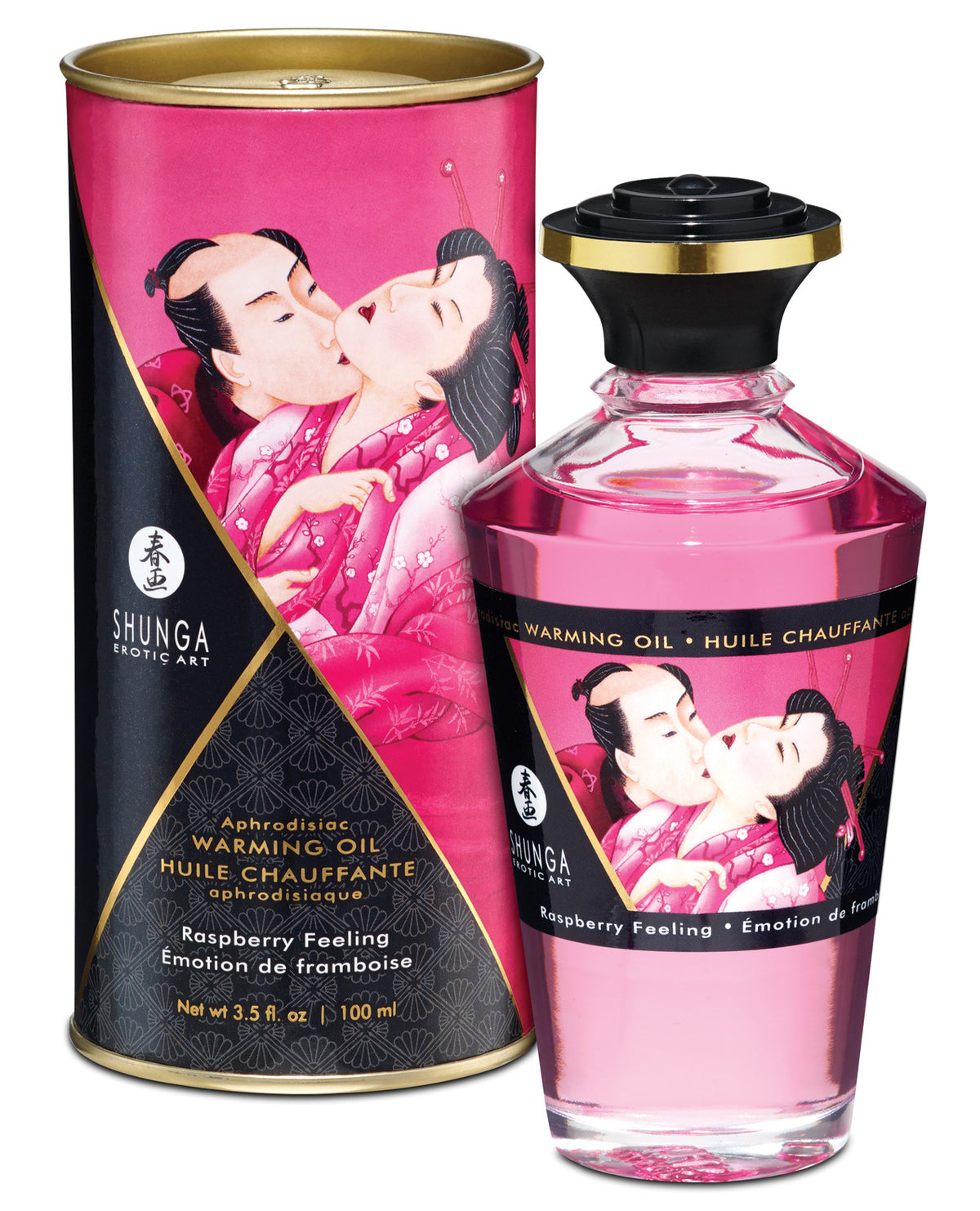 Shunga Warming Oil - 3.5 oz Raspberry Feeling