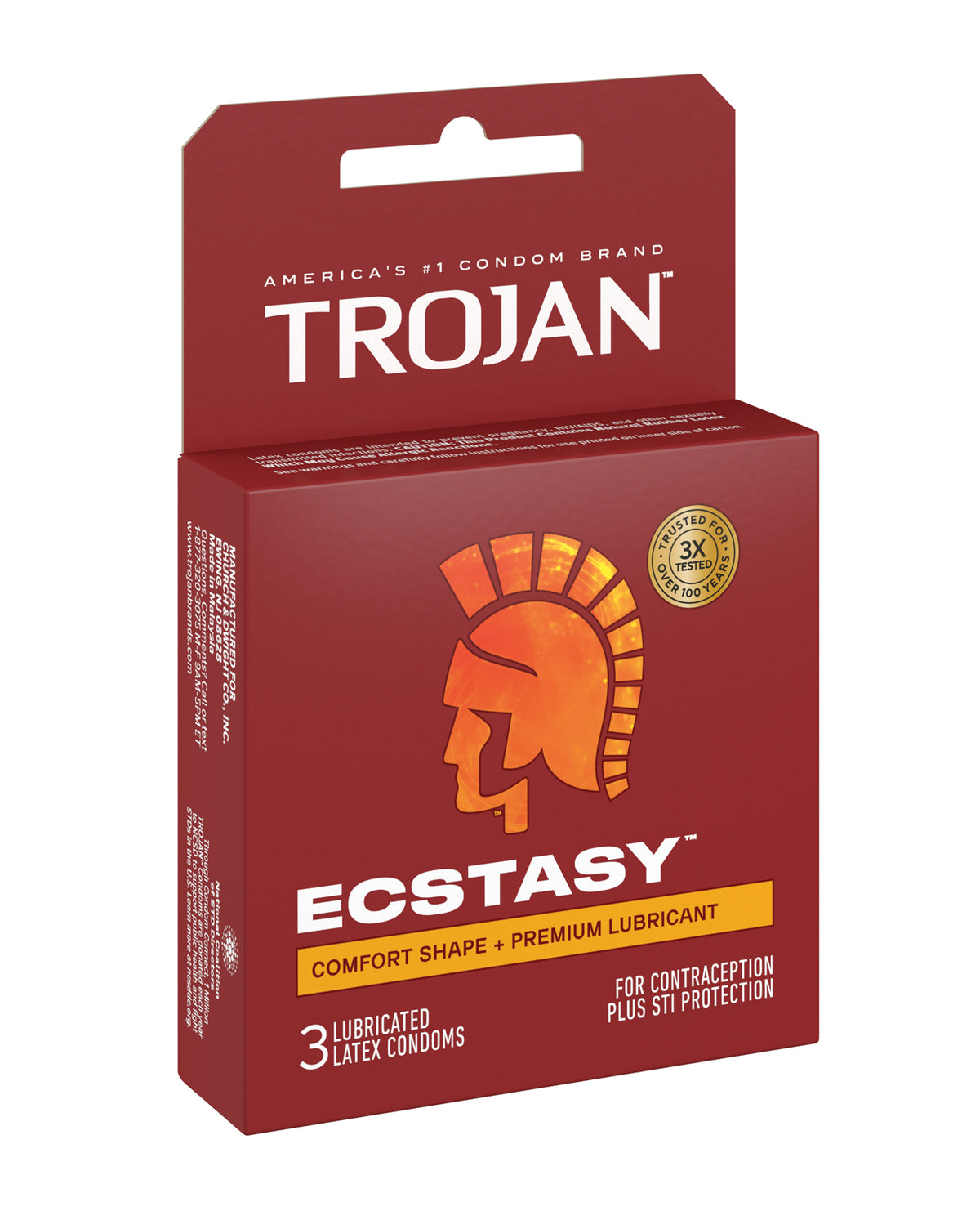 Trojan Ultra Ribbed Ecstasy Condoms - Box of 3