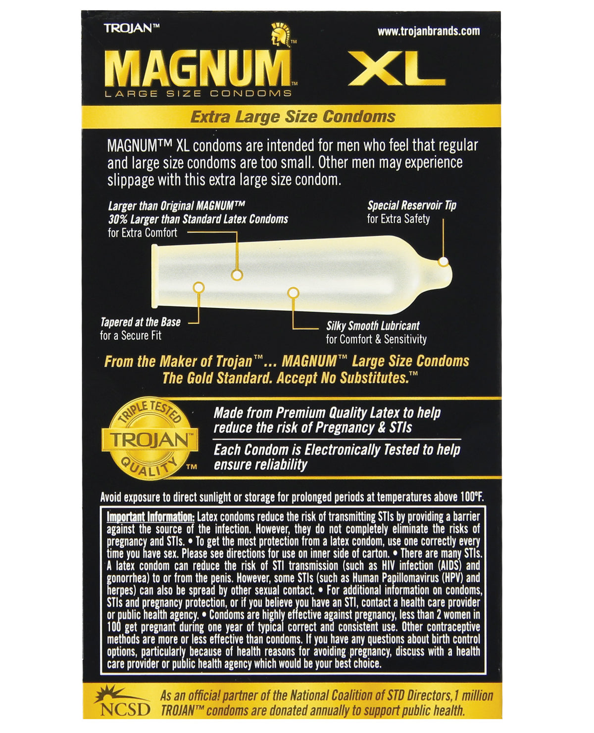 Trojan Magnum XL Lubricated Condoms - Box of 12