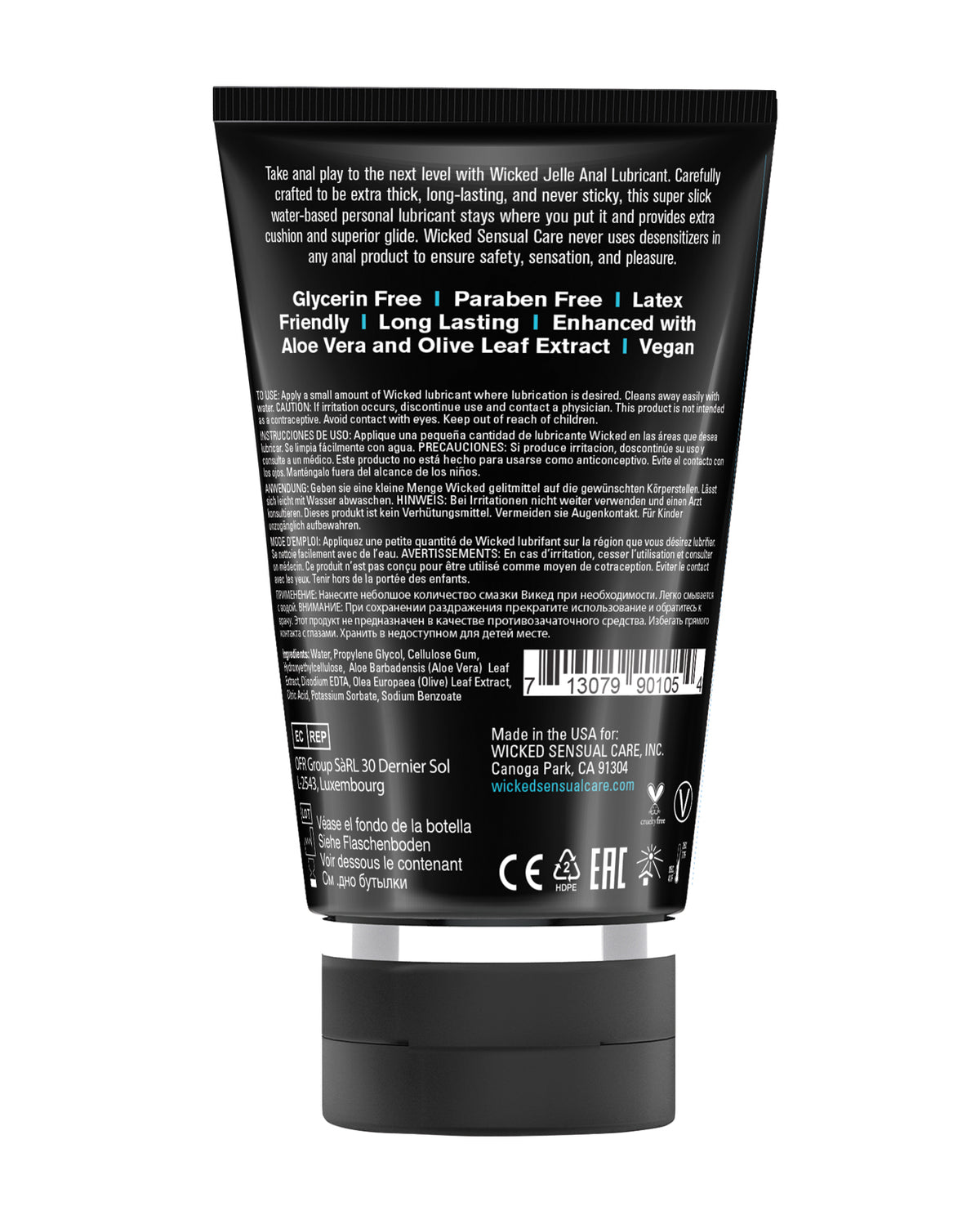 Wicked Sensual Care Jelle Waterbased Anal Lubricant - 4 oz Fragrance Free