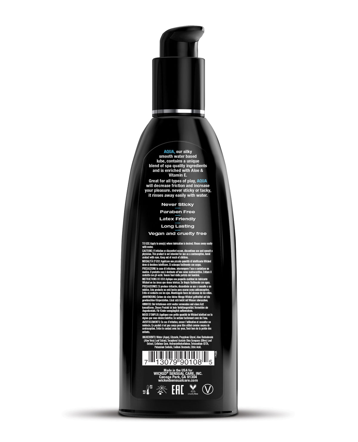 Wicked Sensual Care Aqua Waterbased Lubricant - 8.5 oz Fragrance Free