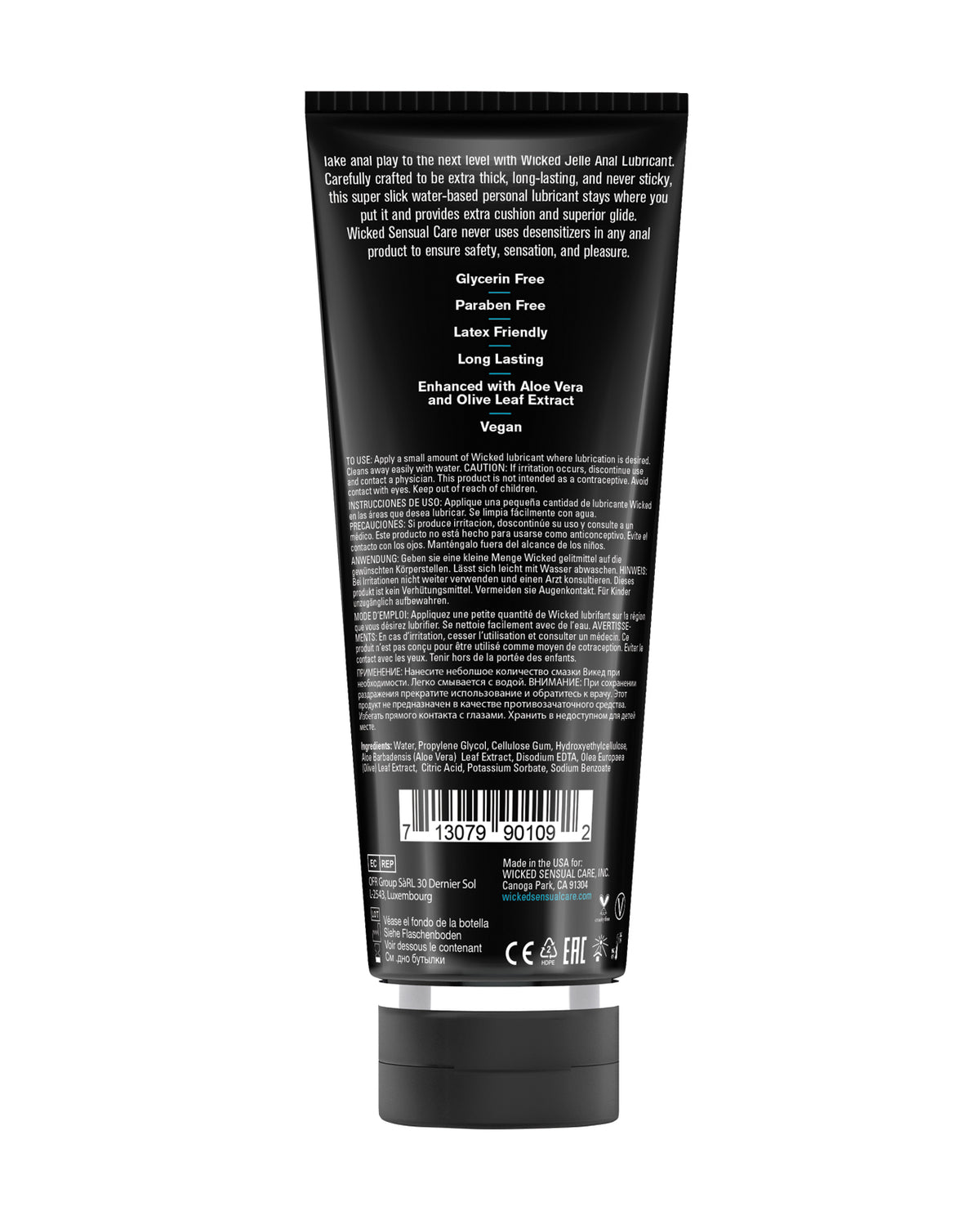 Wicked Sensual Care Jelle Water Based Anal Lubricant - 8 oz Fragrance Free