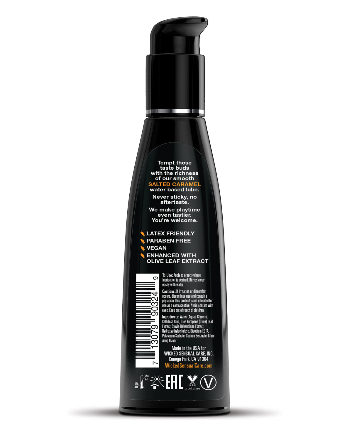 Wicked Sensual Care Aqua Waterbased Lubricant - 4 oz Salted Caramel