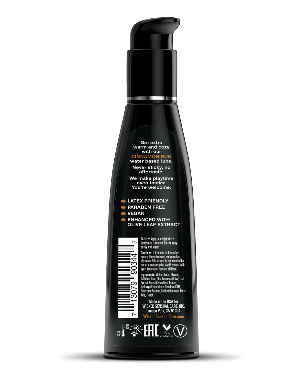 Wicked Sensual Care Aqua Waterbased Lubricant - 4 oz Cinnamon Bun