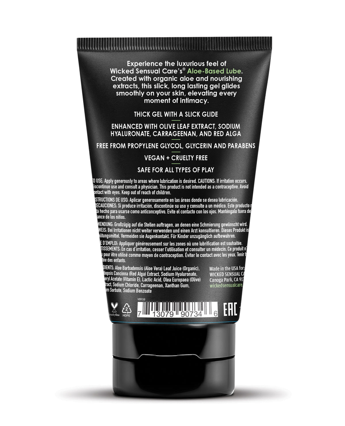 Wicked Sensual Care Aloe Vera Based Intimate Lubricant - 4 oz