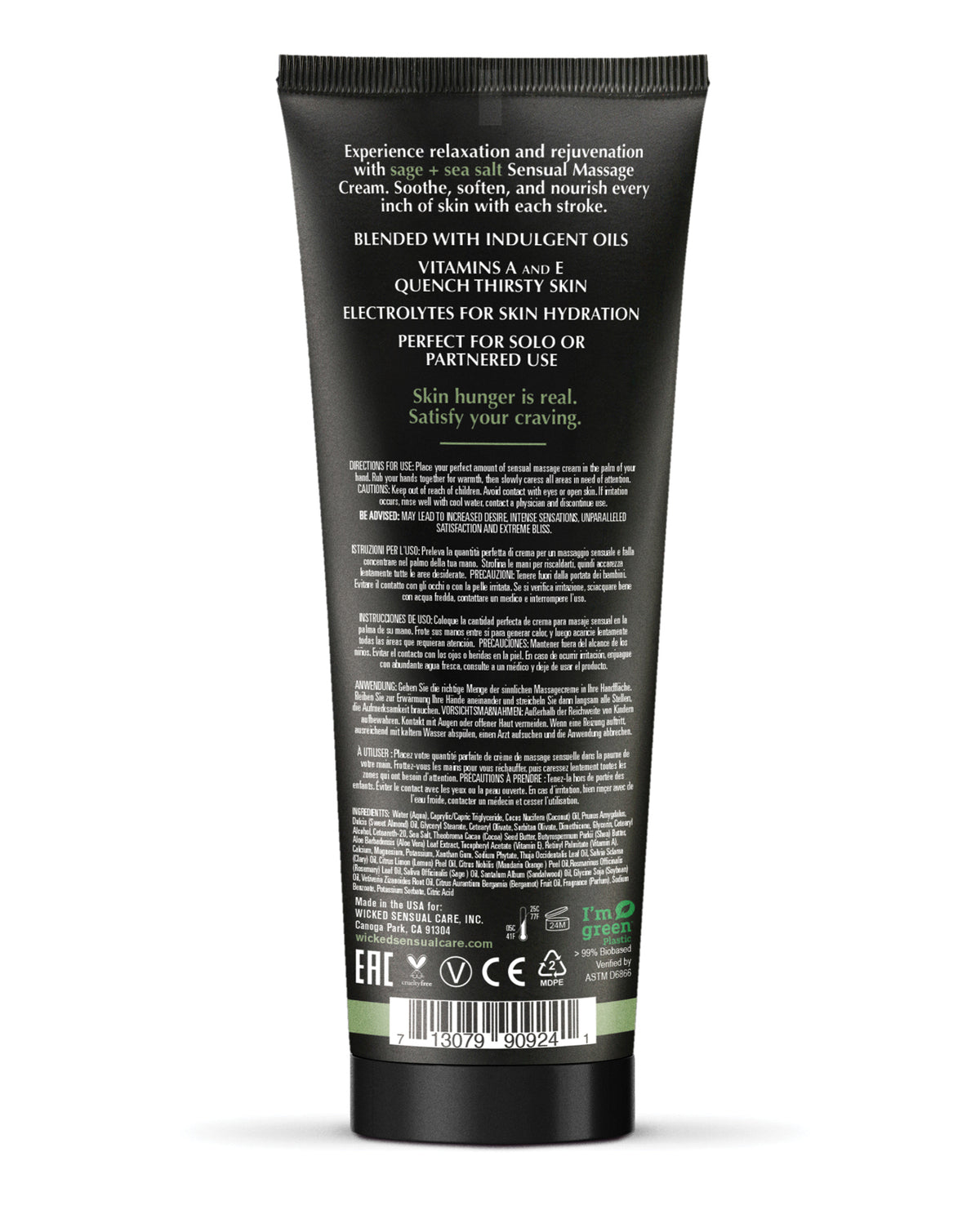 Wicked Sensual Care Sage & Sea Salt Massage Cream - 4 oz