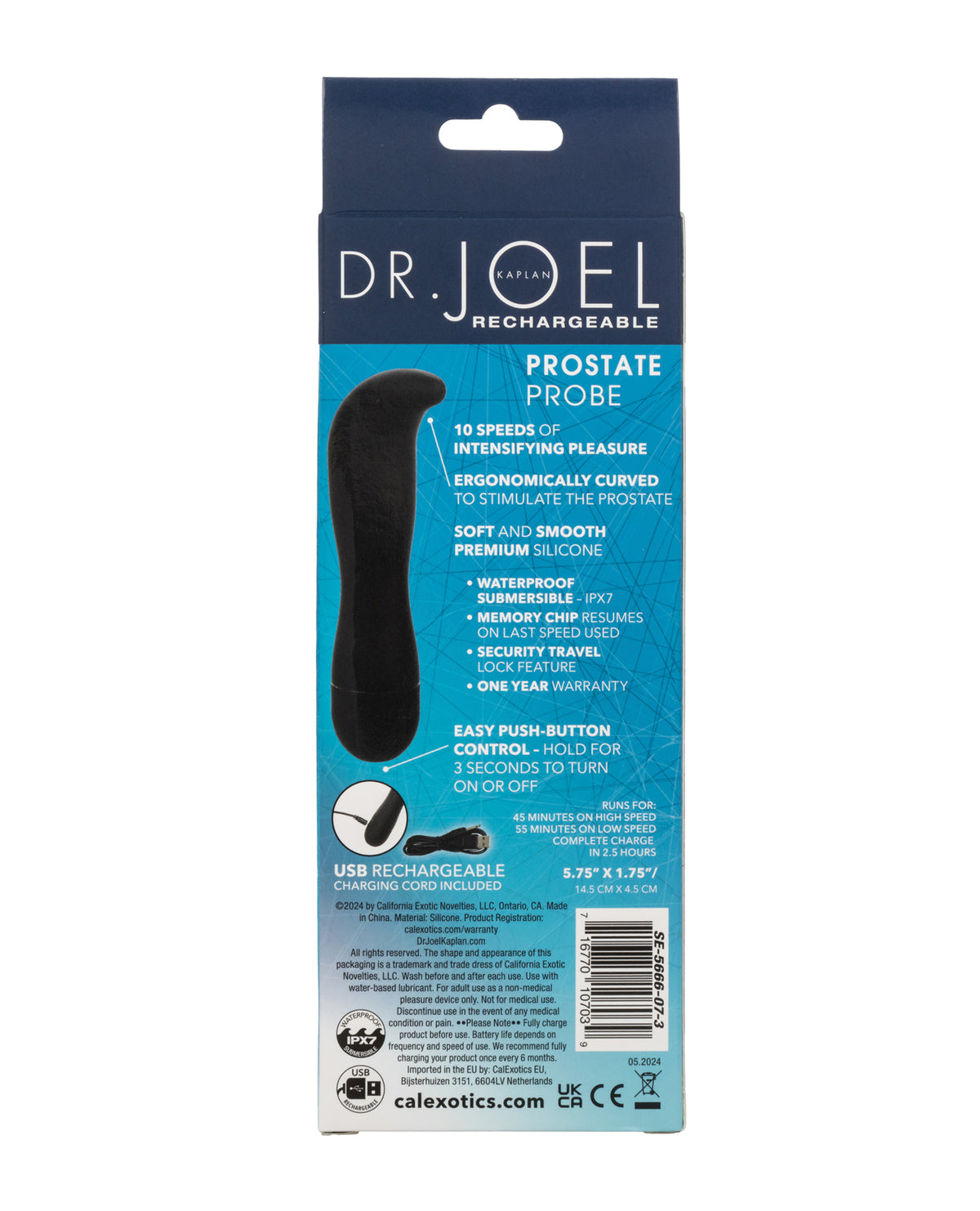 Dr. Joel Kaplan Rechargeable Prostate Probe - Black