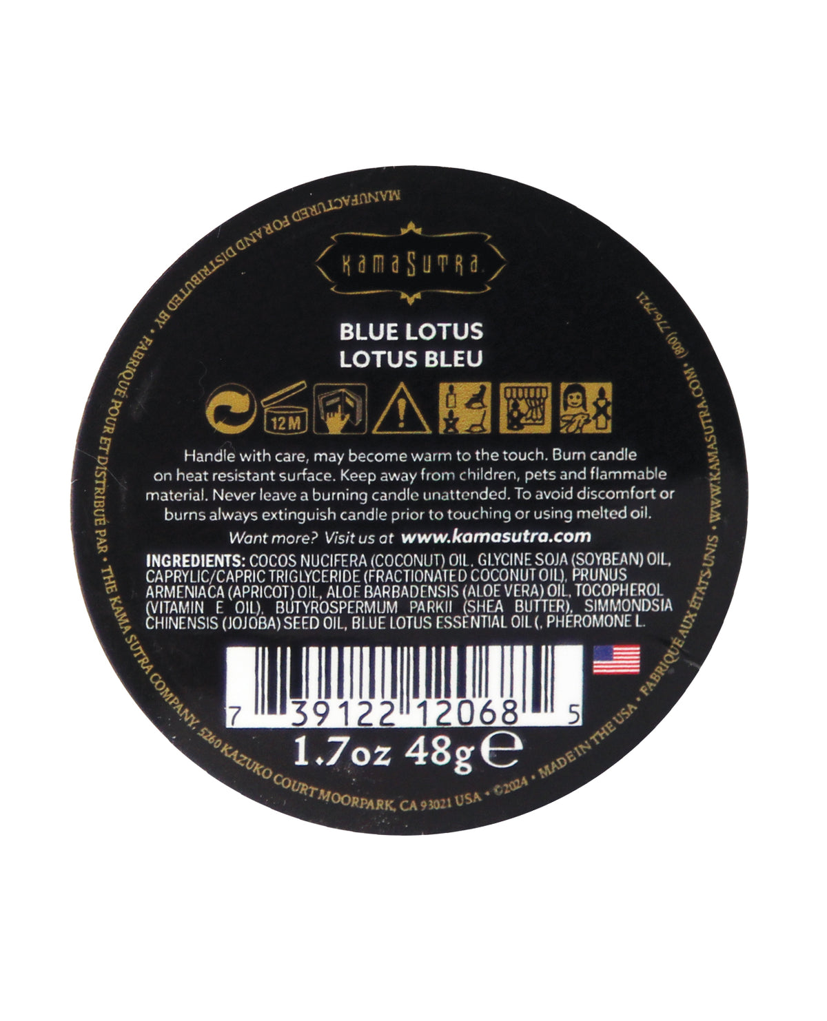 Kama Sutra Sex Magnet Massage Candle - Blue Lotus