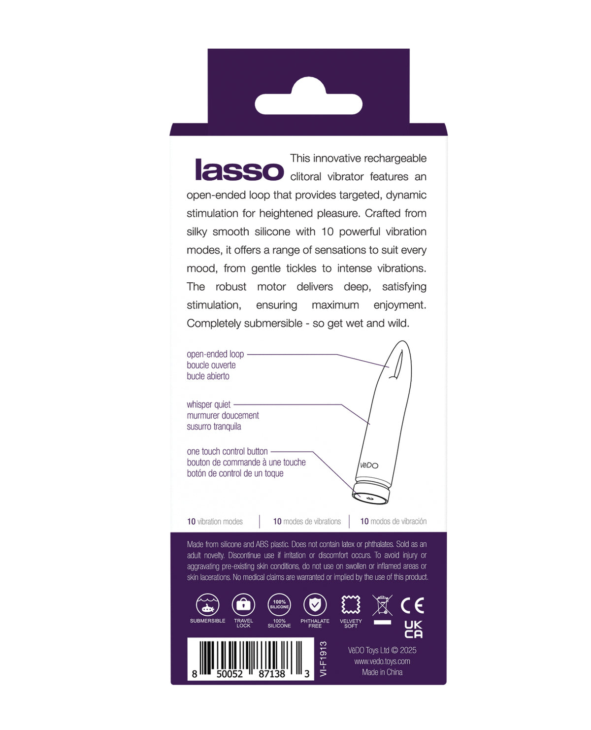VeDO Lasso Rechargeable Bullet Vibe - Purple