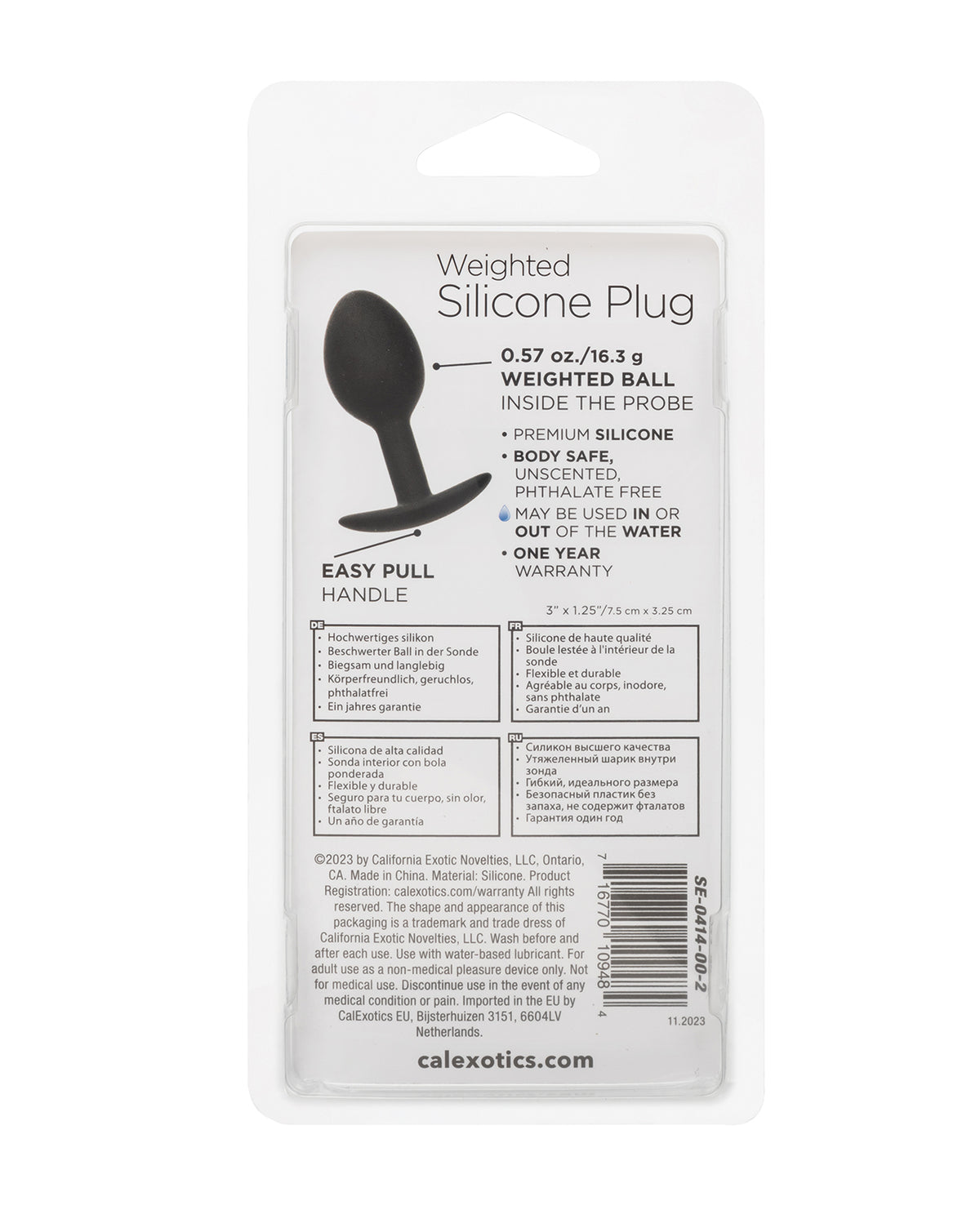 Weighted Silicone Anal Plug - Black
