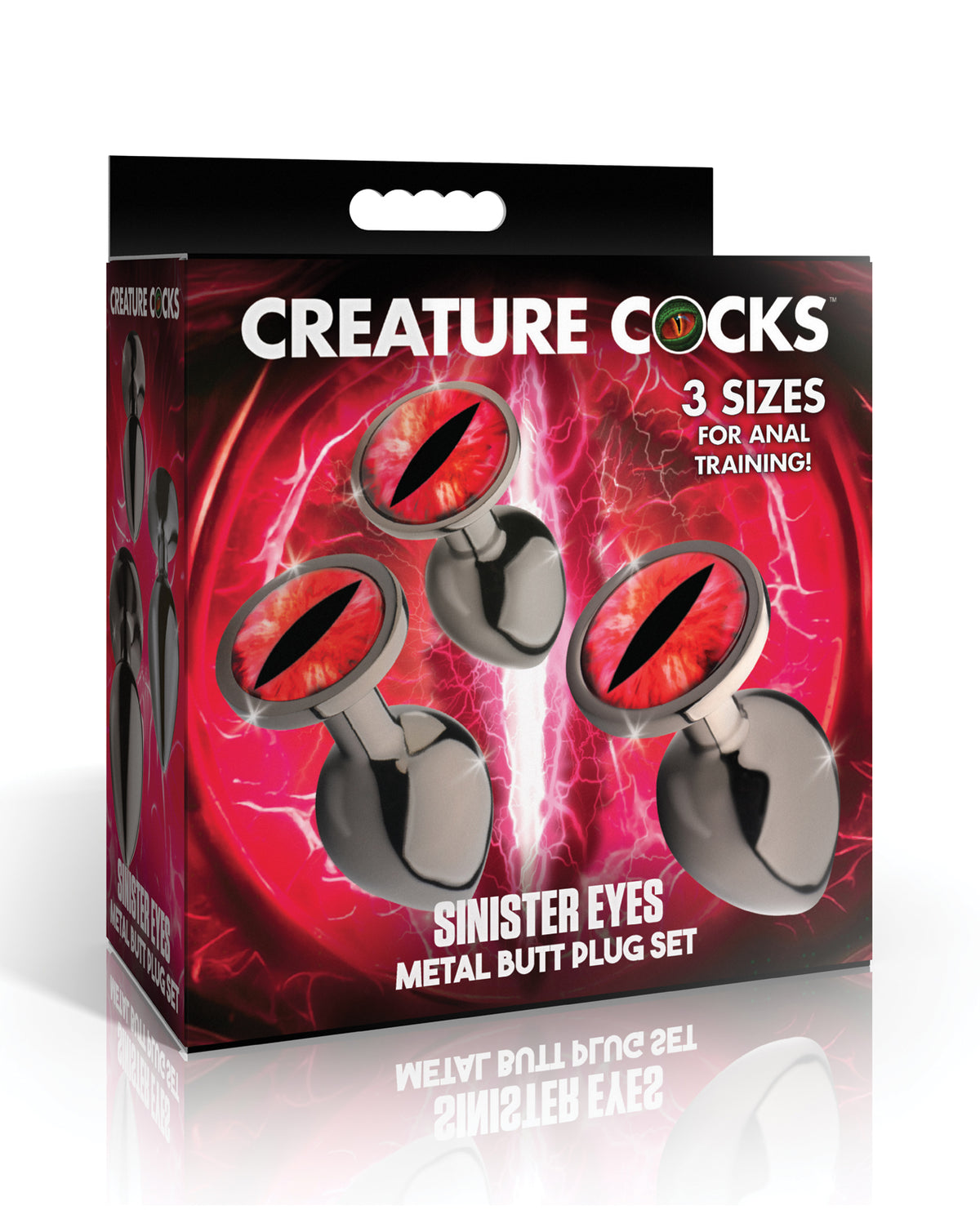 Creature Cocks - Sinister Eyes Red Eye Metal Butt Plug Set