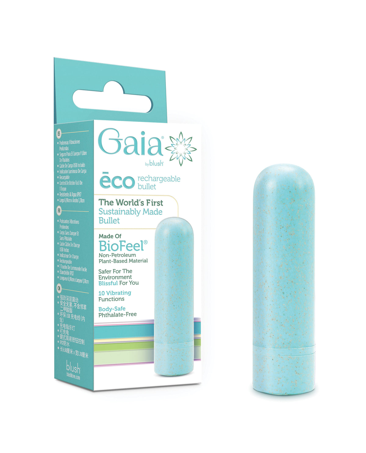 Blush Gaia Eco Rechargeable Bullet - Aqua