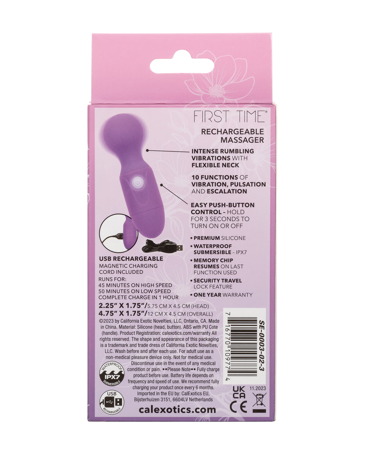 First Time Rechargeable Vibrator Massager - Purple