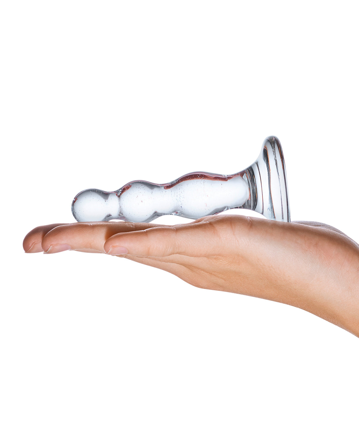 Glas Triple Play Beaded Butt Plug - Clear