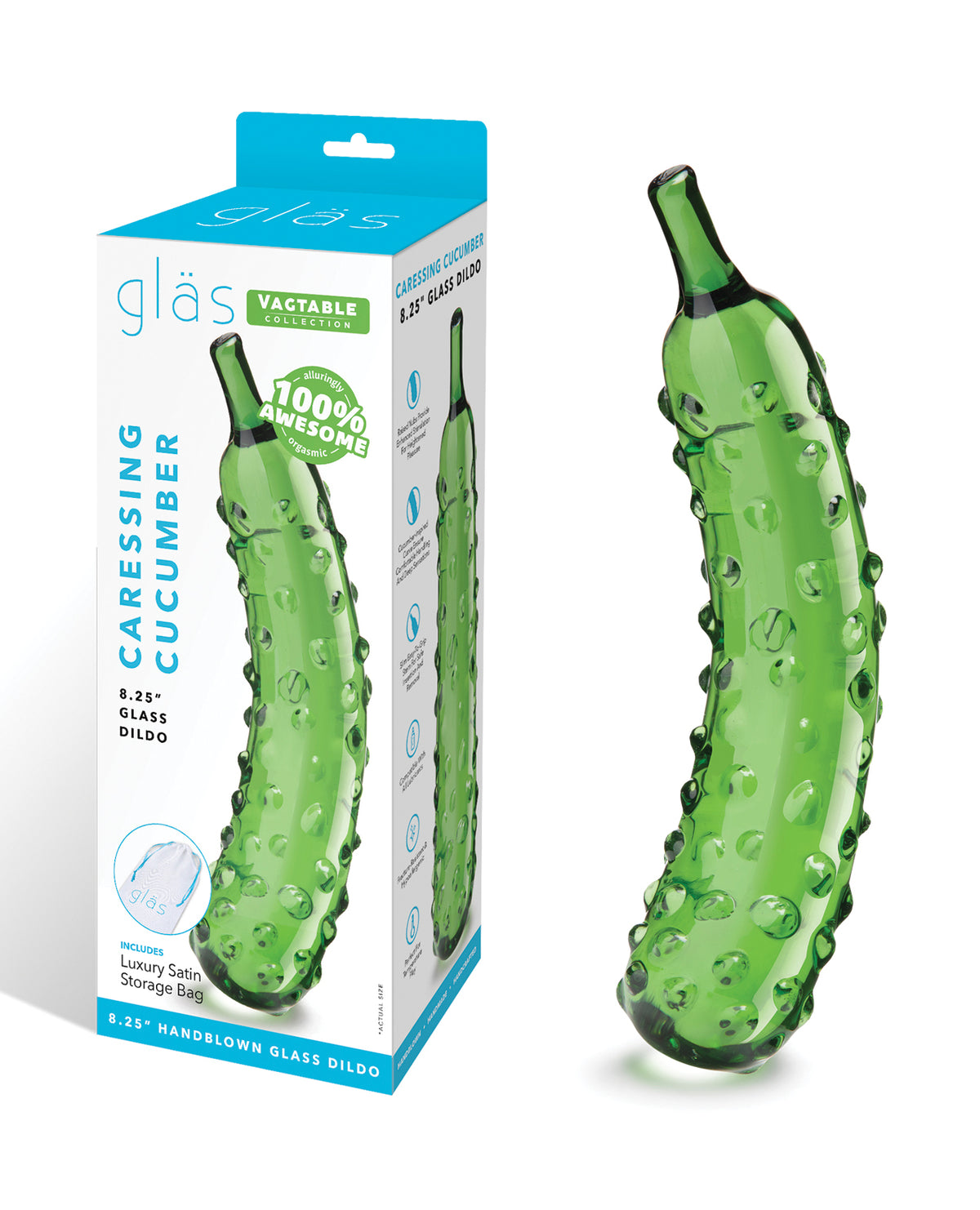 Glas 8.25" Dildo Caressing Cucumber