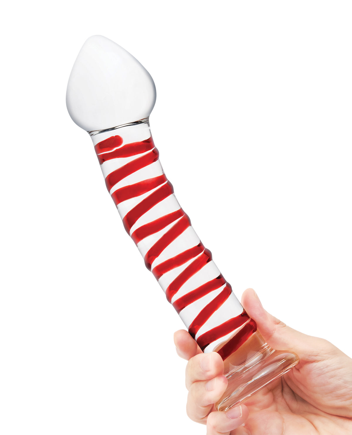 Glas 8" Mr. Swirly Glass Dildo - Red