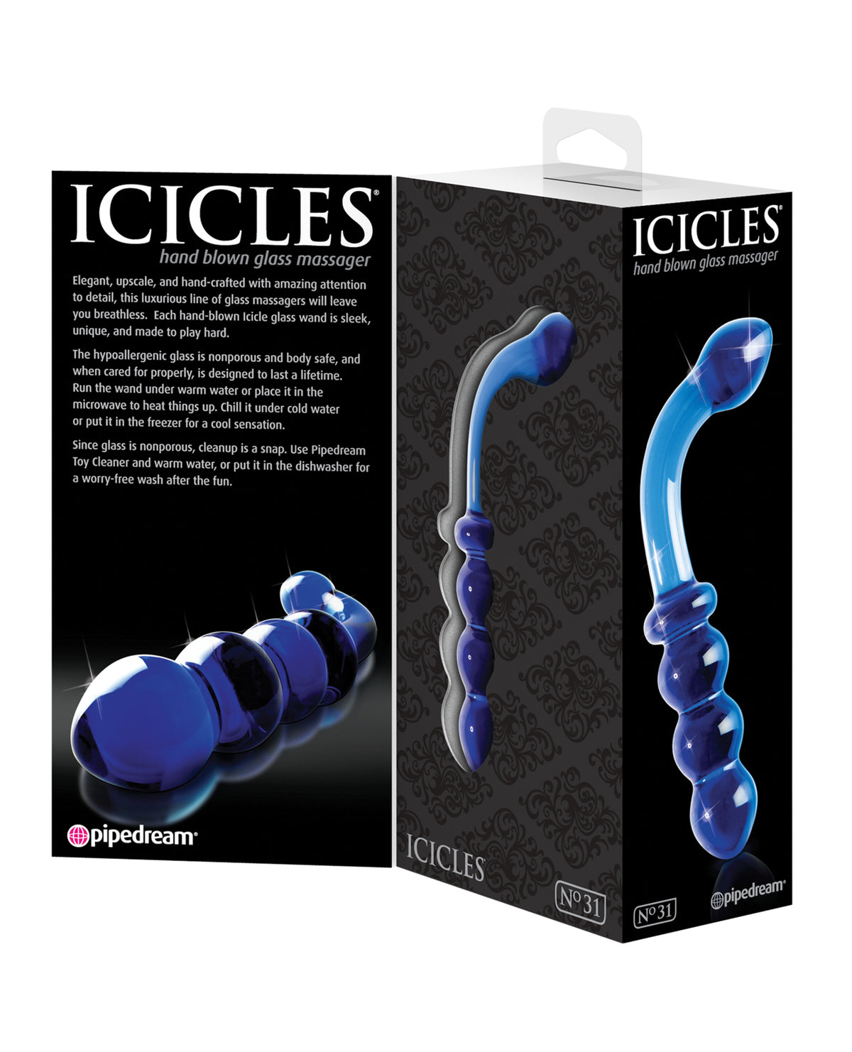 Icicles No. 31 Hand Blown Glass - Blue G Spot