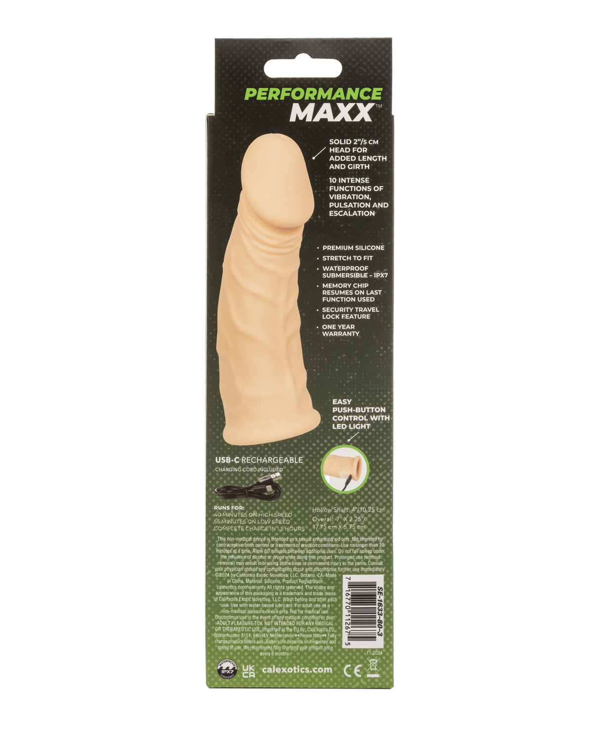 Performance Maxx 7" Vibrating Penis Extension - Ivory