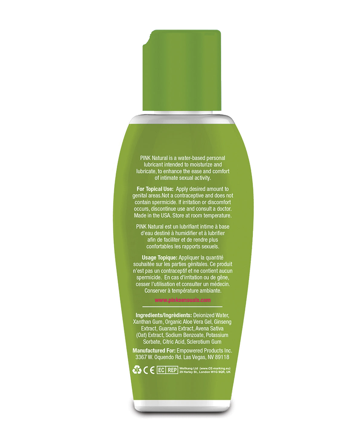 Pink Natural Water Based Lubricant for Women - 2.8 oz
