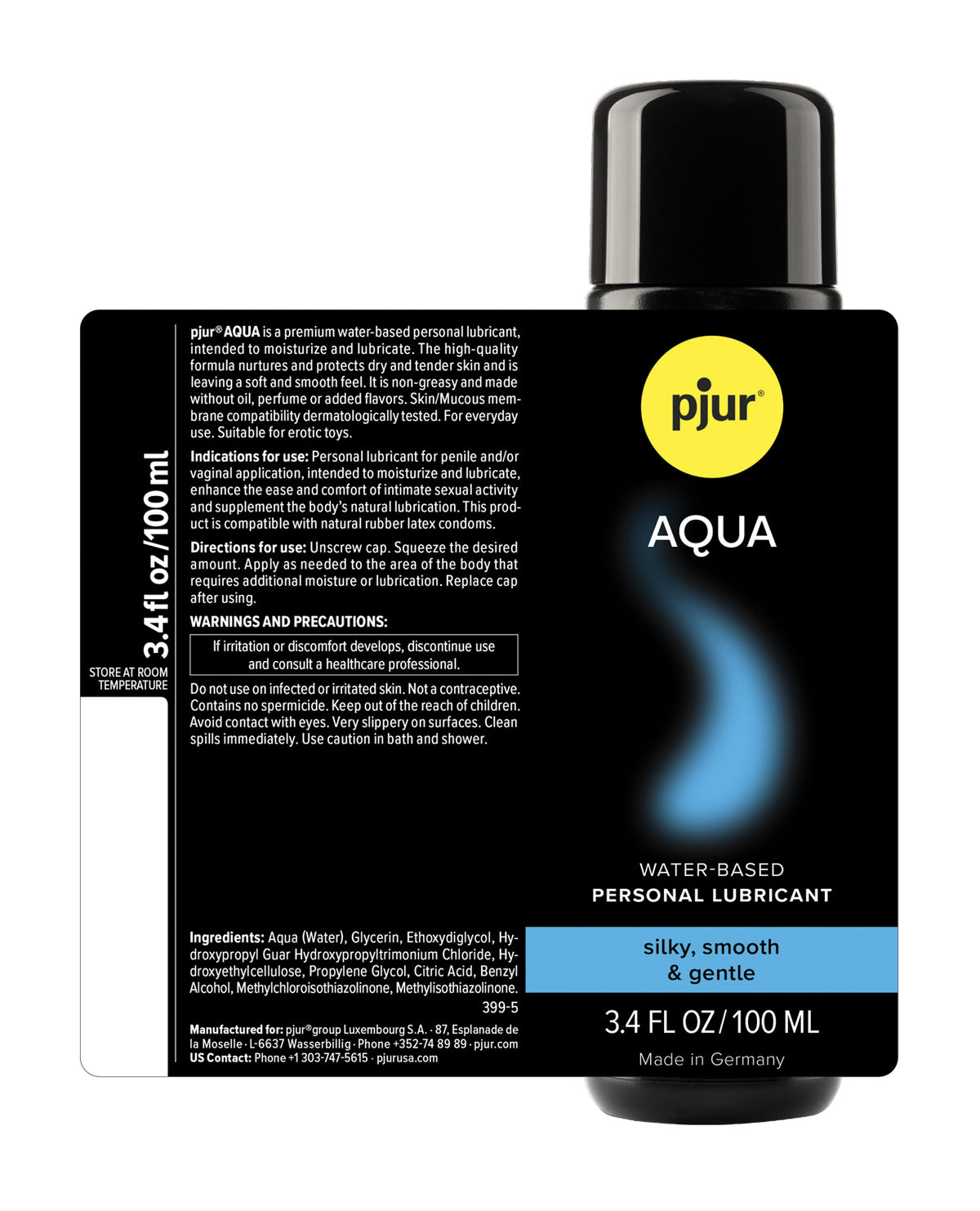 Pjur Aqua Personal Water Based Personal Lubricant - 100 ml Bottle