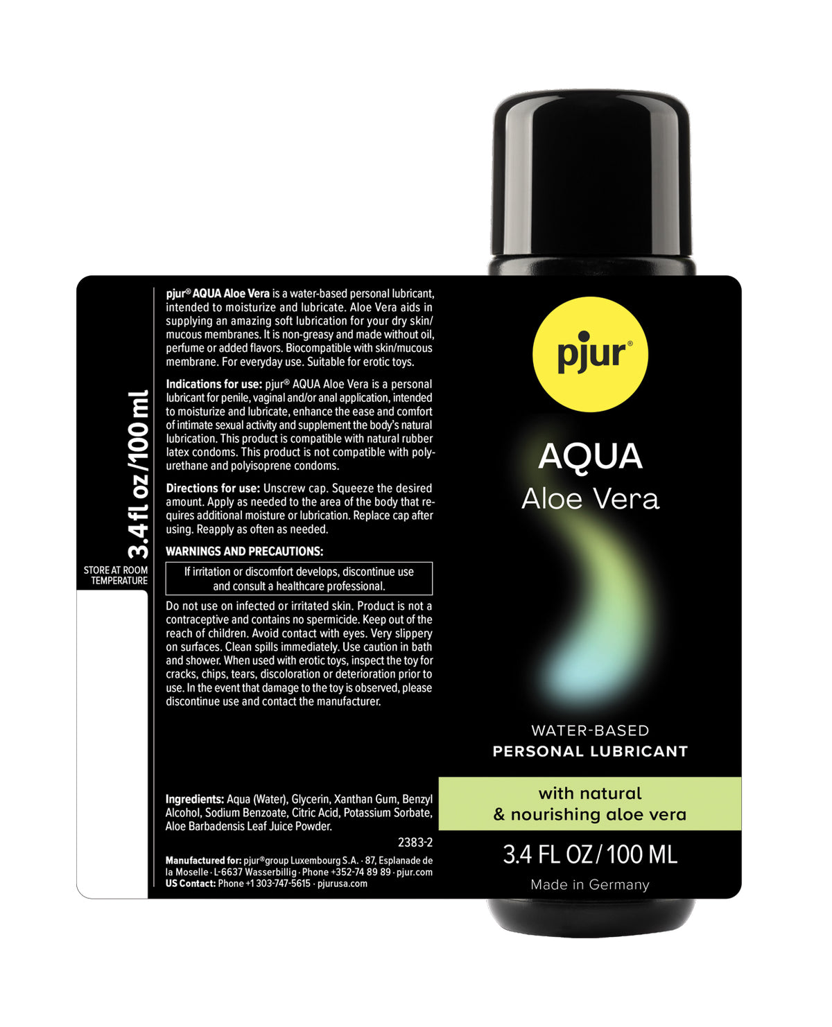 Pjur Aqua Aloe Vera Water Based Personal Lubricant - 100 ml Bottle