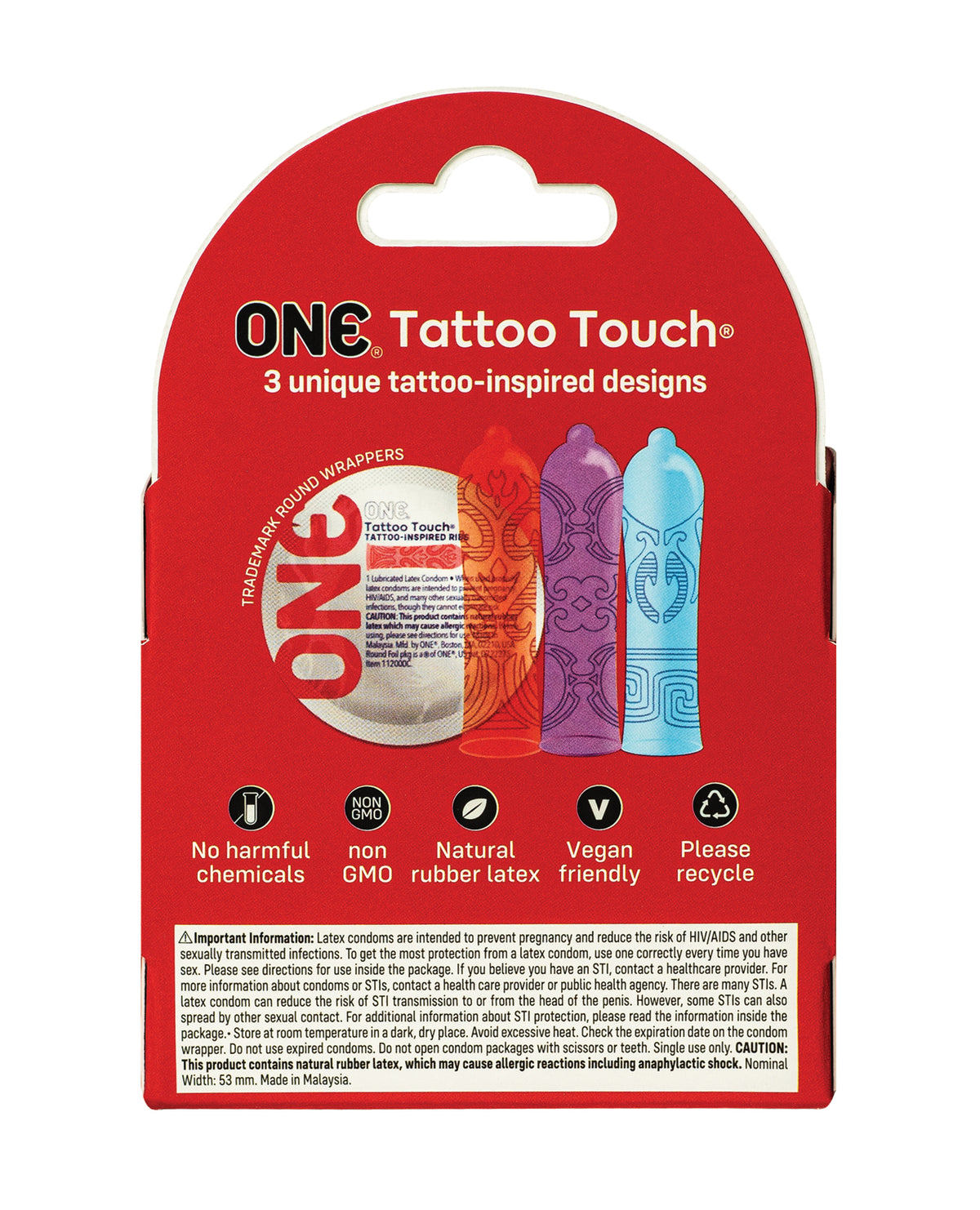 One Tattoo Touch Condoms - Pack of 3