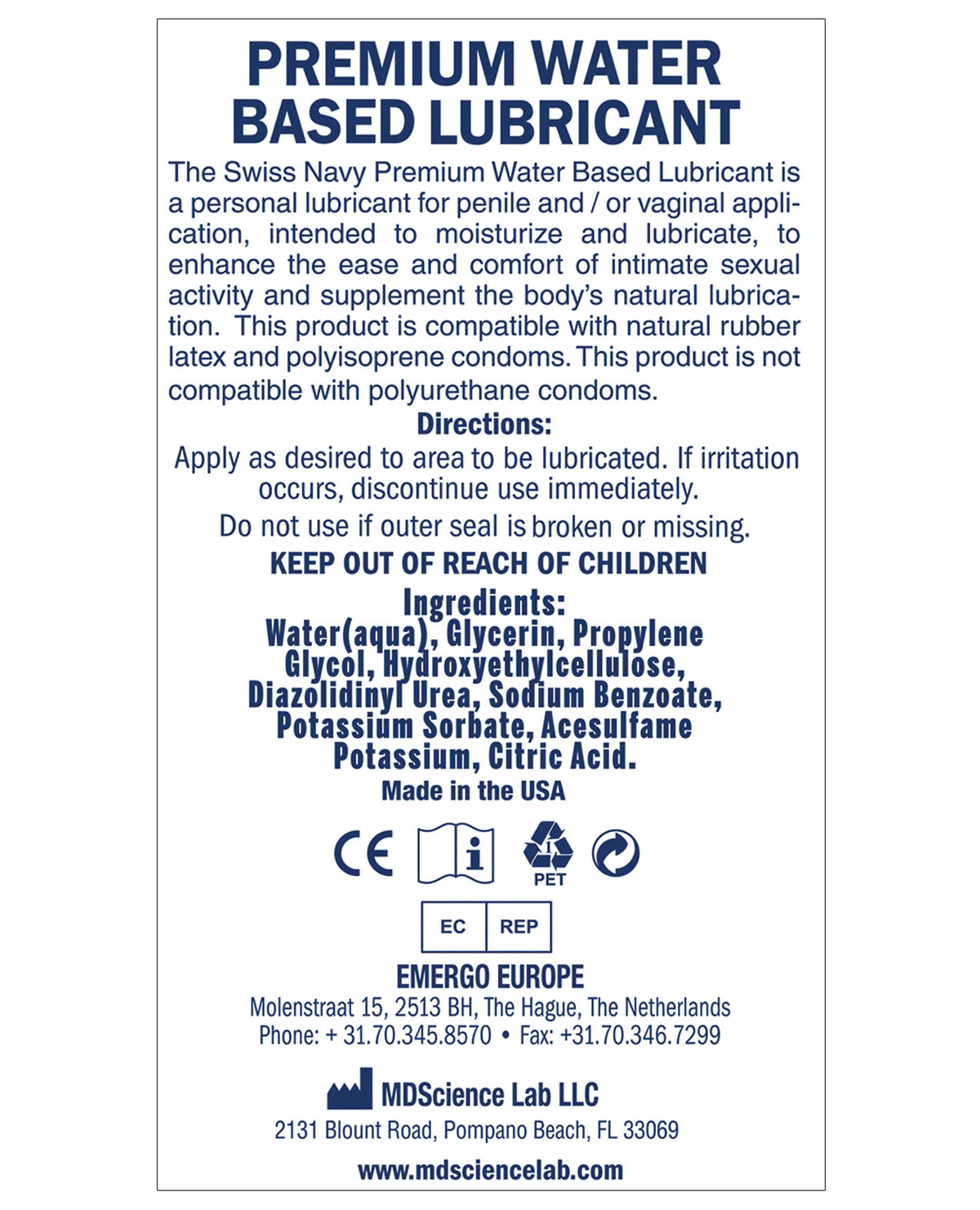 Swiss Navy Water Based Lube - 4 oz