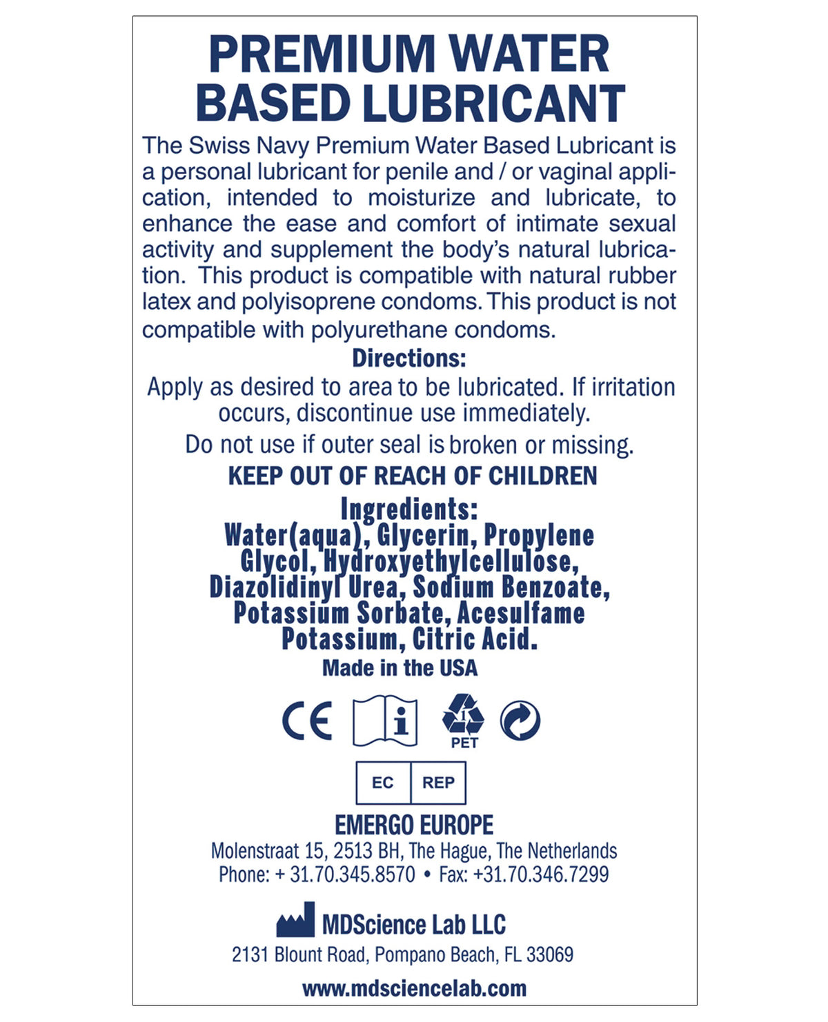 Swiss Navy Water Based Lube - 8 oz
