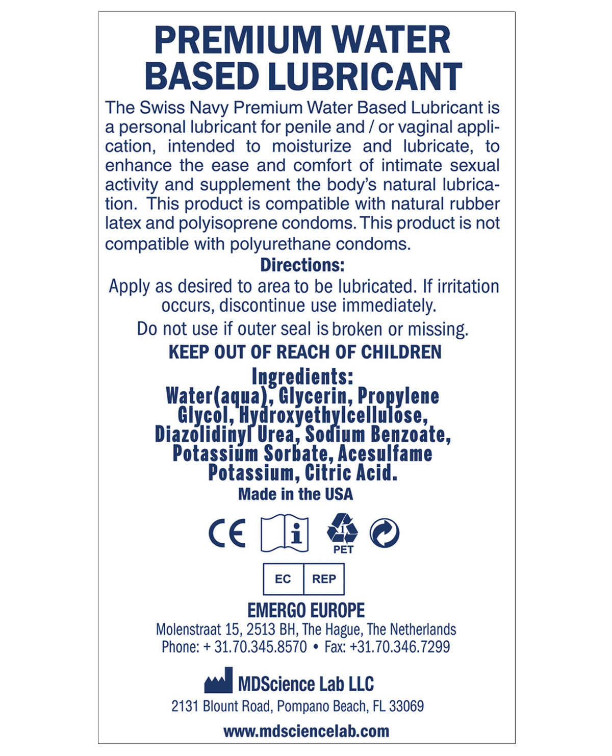Swiss Navy Water Based Lube - 16 oz