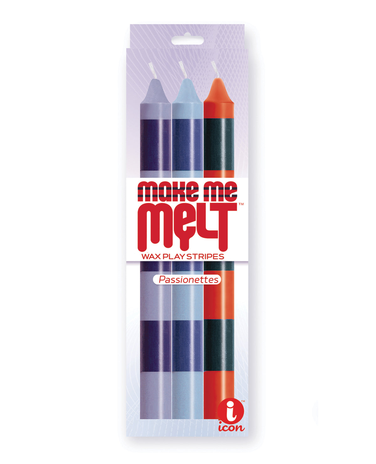 The 9's Make Me Melt Sensual Warm Drip Candles - Passionettes Stripes Pack of 3