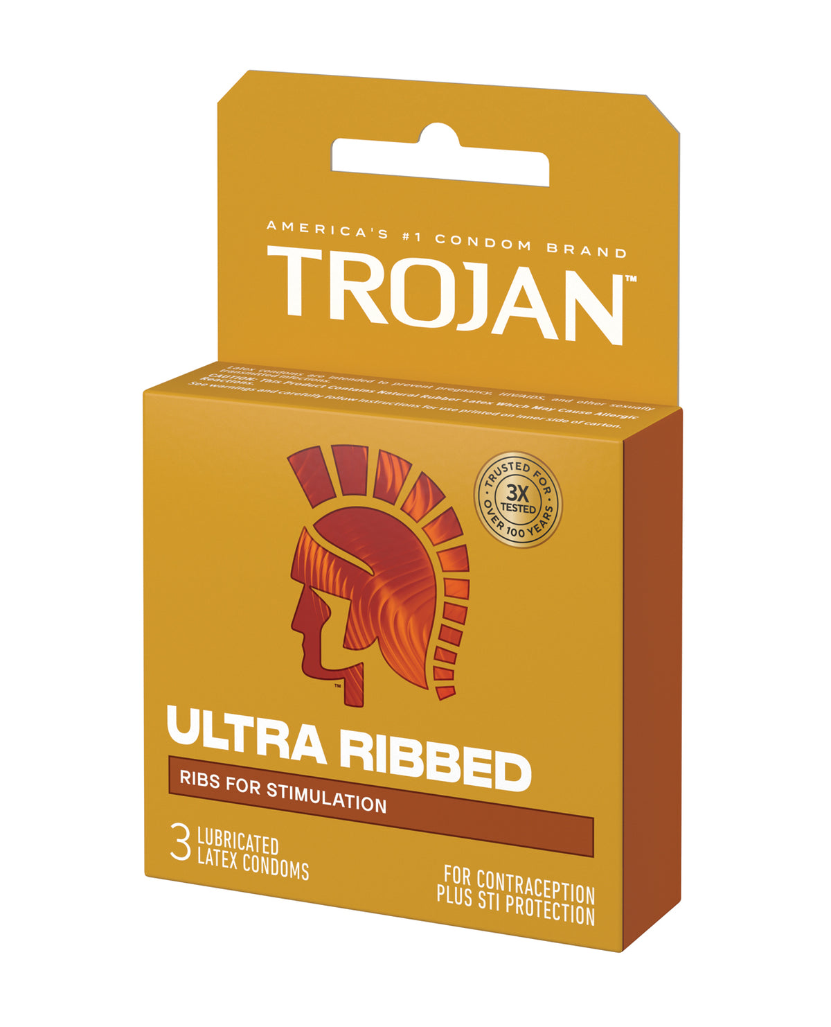 Trojan Ultra Ribbed Condoms - Box of 3