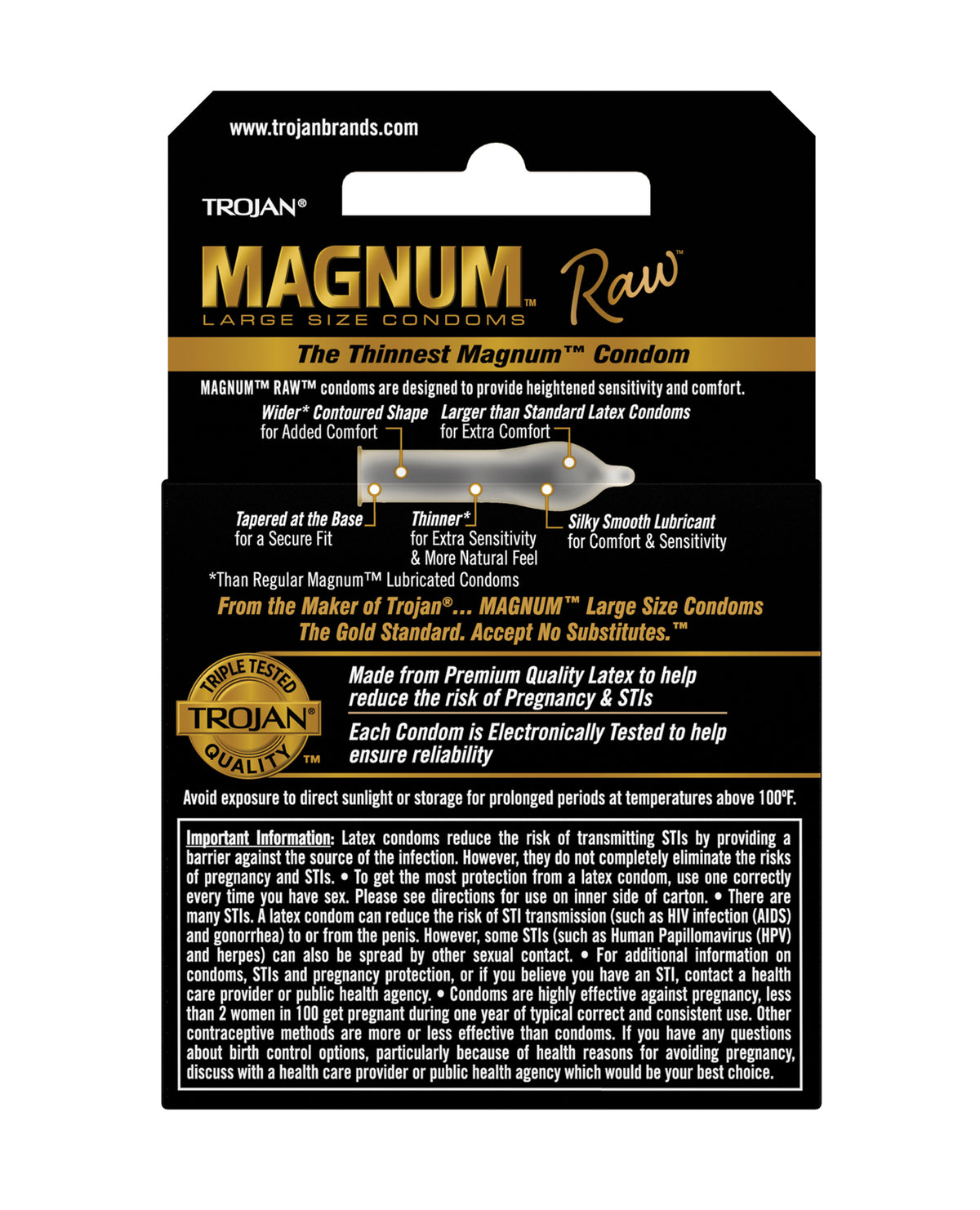 Trojan Magnum Raw Condoms - Pack of 3