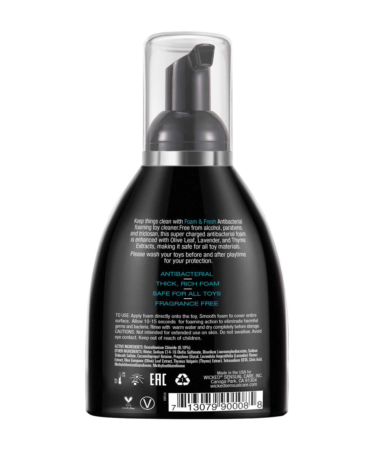 Wicked Sensual Care Foam N Fresh Anti-Bacterial Foaming Toy Cleaner - 8 oz