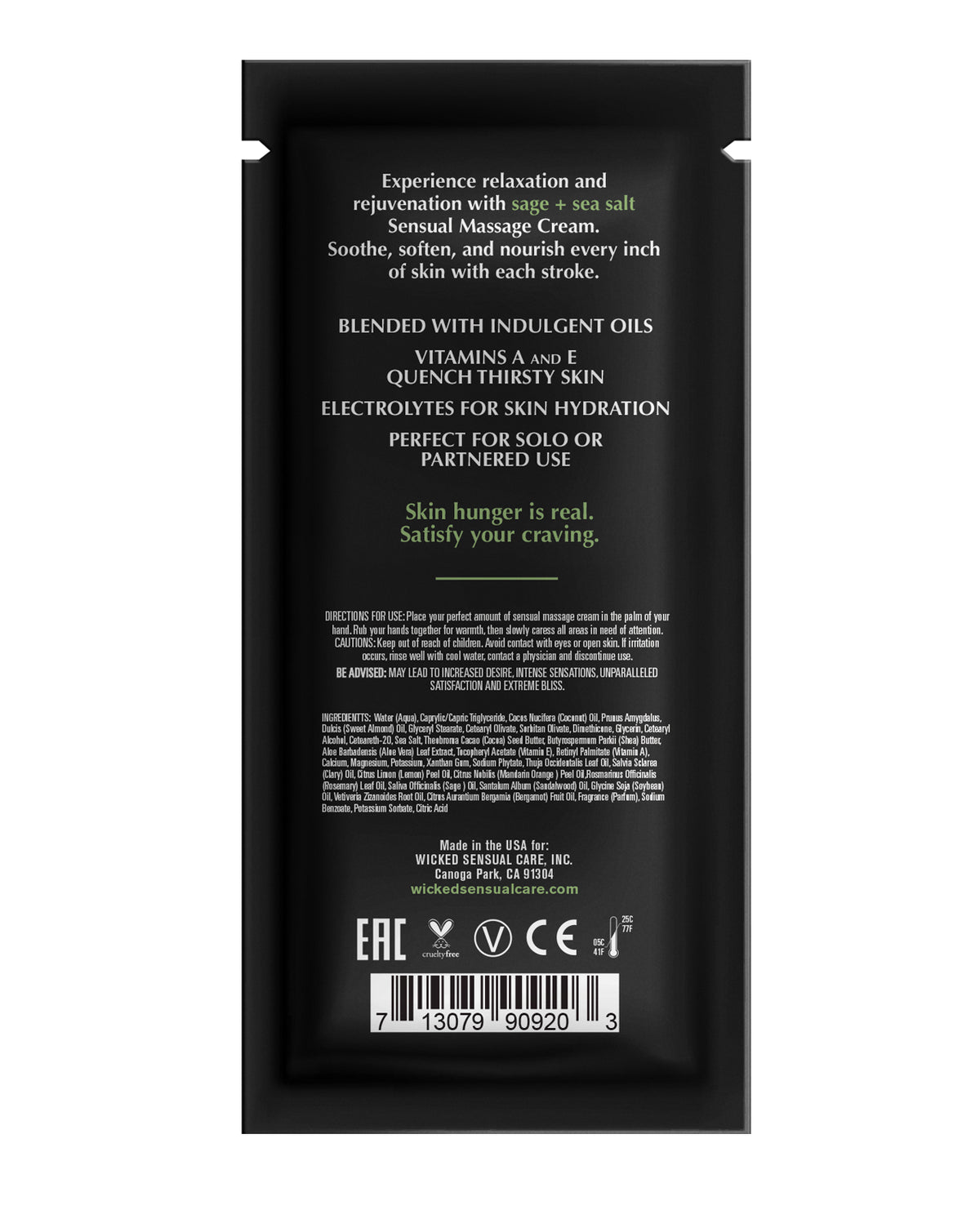 Wicked Sensual Care Sage & Sea Salt Massage Cream - .34 oz