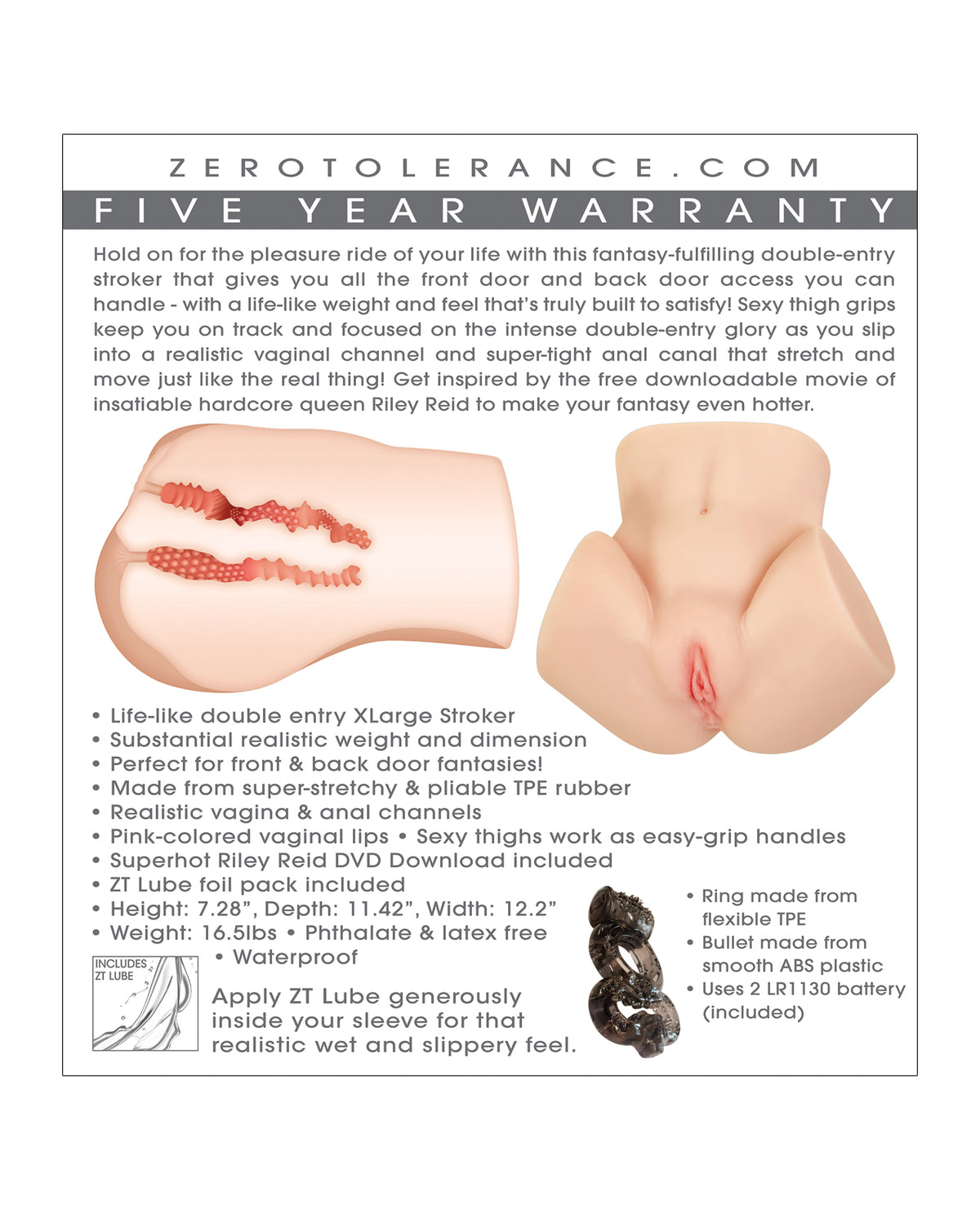 Zero Tolerance Riley Reid Body Stroker w/Movie Download
