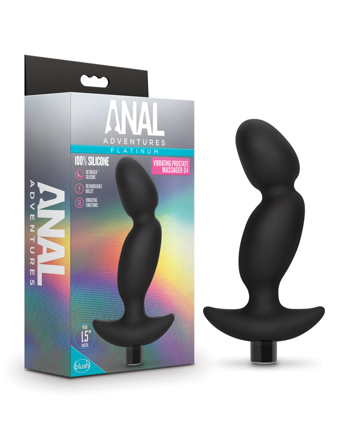 Blush Anal Adventures Platinum Silicone Vibrating Prostate Massager 04- Black