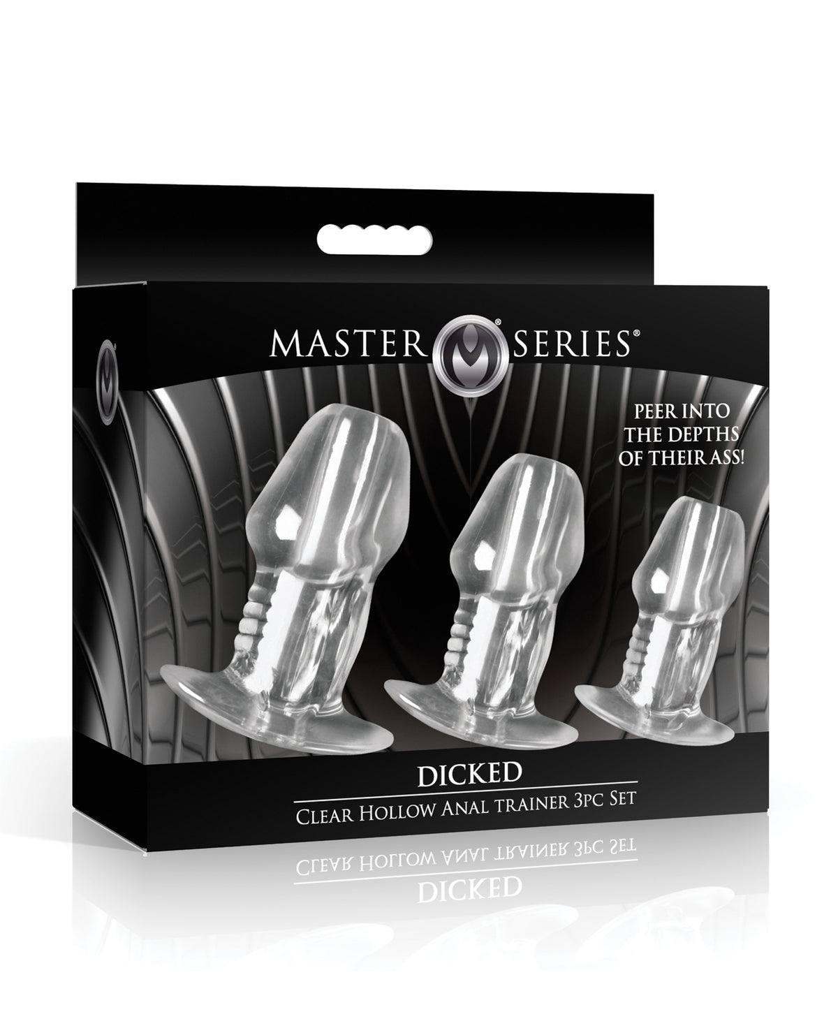 Master Series - Dicked Clear Hollow Anal Plug 3 pc Set