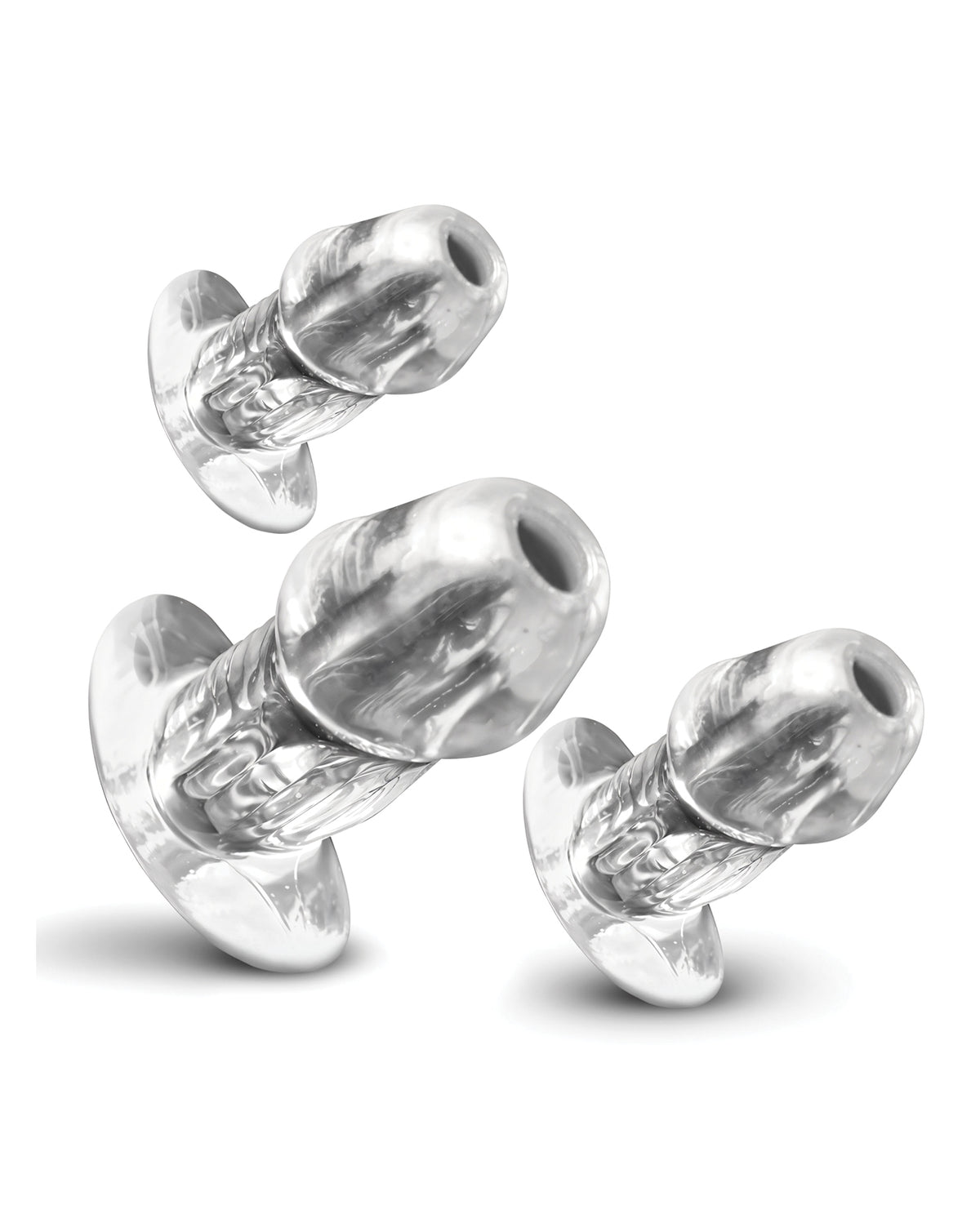 Master Series - Dicked Clear Hollow Anal Plug 3 pc Set